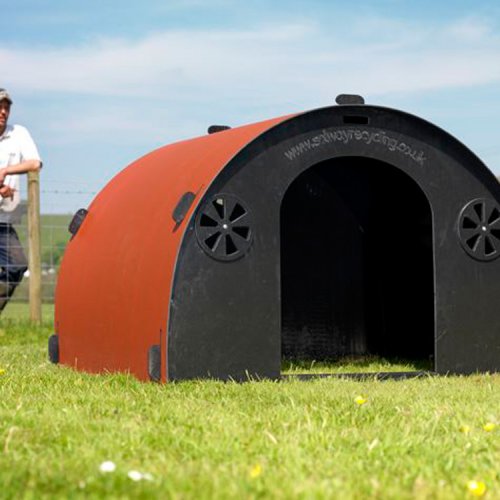 Mini Pig Ark with red roof from recycled plastic